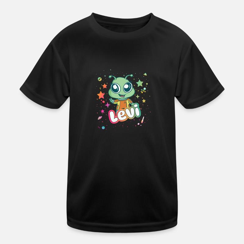 LEVI - Schöner Junge Name mit süßem Alien Kinder Funktions-T-Shirt