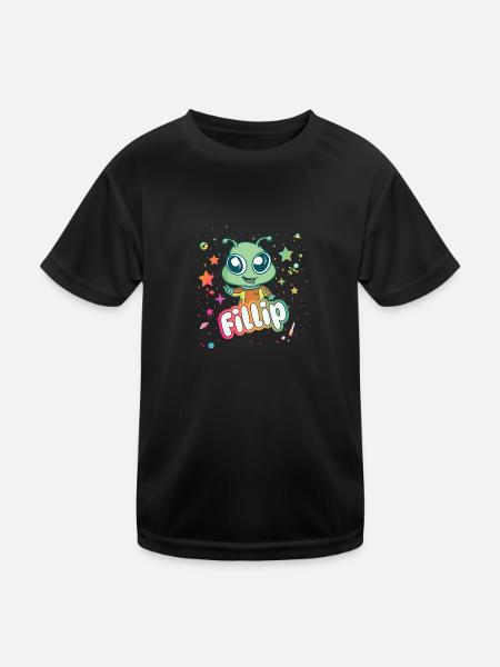 FILLIP - Beau nom de garçon avec un extraterrestre mignon - T-shirt sport Enfant - noir - Devant