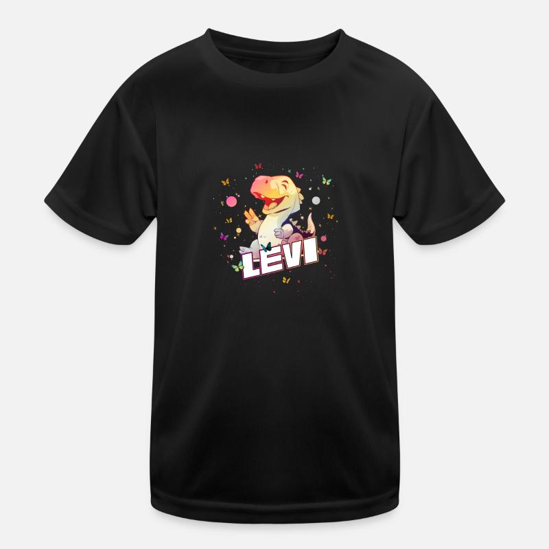 LEVI - Schöner Junge Name mit süßem DINO T-REX Kinder Funktions-T-Shirt