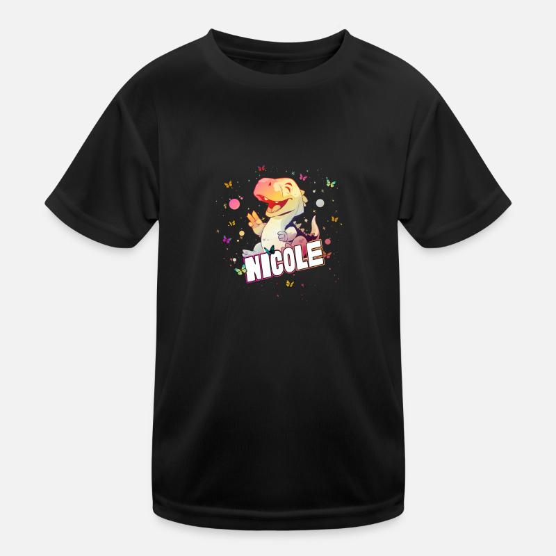 NICOLE - Schöner MÄDCHEN Name mit süßem DINO Kinder Funktions-T-Shirt