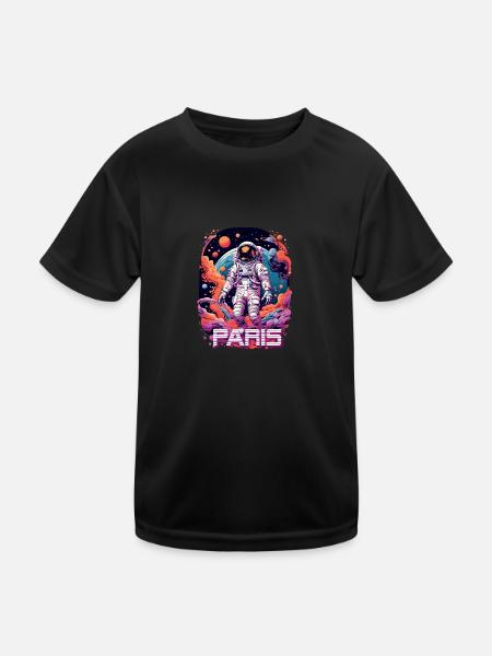 PARIS - Beau prénom de garçon avec astronaute cool - T-shirt sport Enfant - noir - Devant