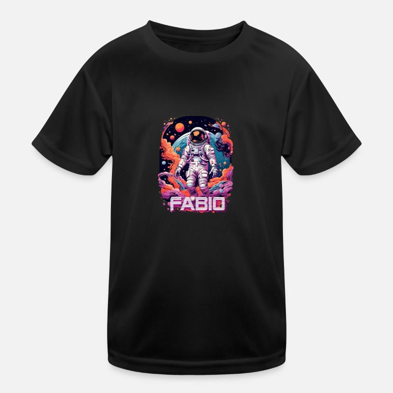 FABIO - Schöner Jungen Name mit coolem Astronaut Kinder Funktions-T-Shirt