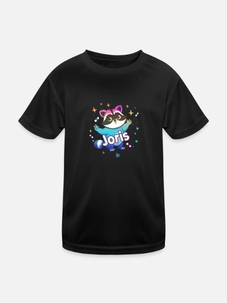 JORIS - Beau prénom de garçon avec un raton laveur mignon - T-shirt sport Enfant - noir - Devant