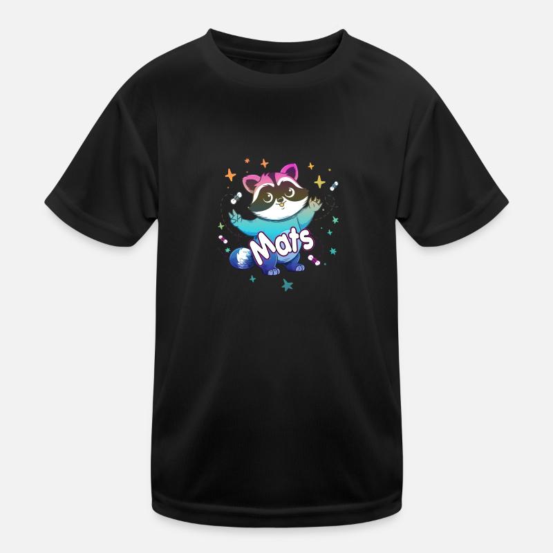 MATS - Schöner Jungen Name mit süßem Waschbär Kinder Funktions-T-Shirt