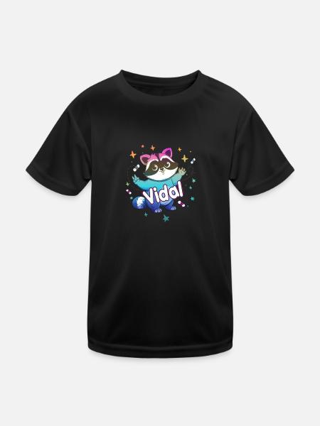 VIDAL - Beau nom de garçon avec un raton laveur mignon - T-shirt sport Enfant - noir - Devant
