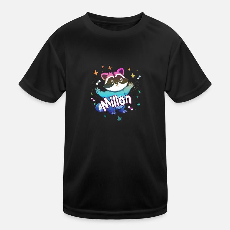 MILIAN - Beau prénom de garçon avec un raton laveur mignon T-shirt sport Enfant