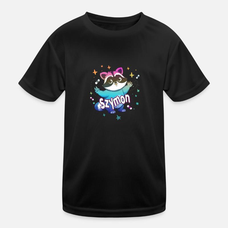 SZYMON - Beau nom de garçon avec un raton laveur mignon T-shirt sport Enfant