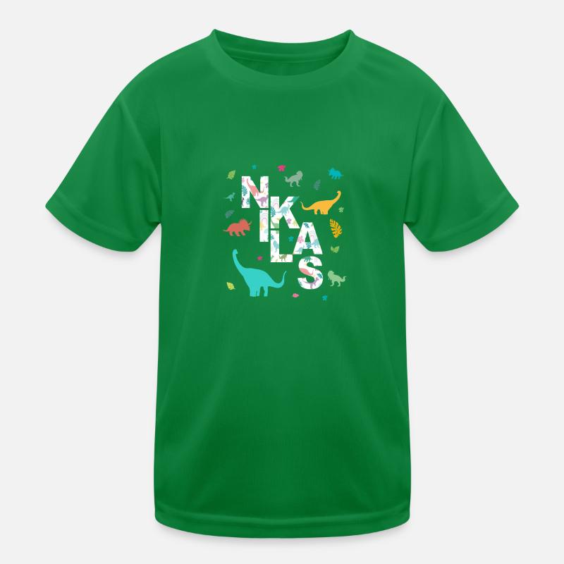 NIKLAS - Schöner Jungen Name mit Dinosaurier Kinder Funktions-T-Shirt