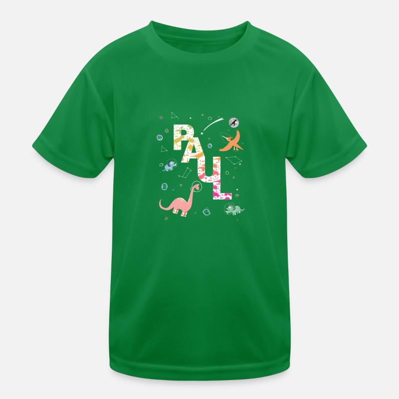 PAUL - Beautiful boy name with dinosaur Kids Functional T-Shirt