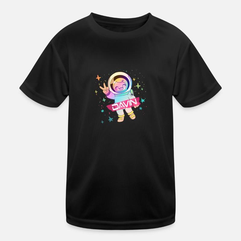 DAVIN - Beau nom de garçon avec astronaute mignon T-shirt sport Enfant