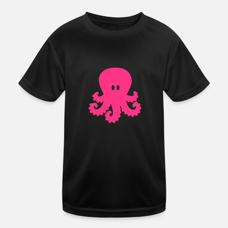 Krake - Kinder Funktions-T-Shirt - Schwarz