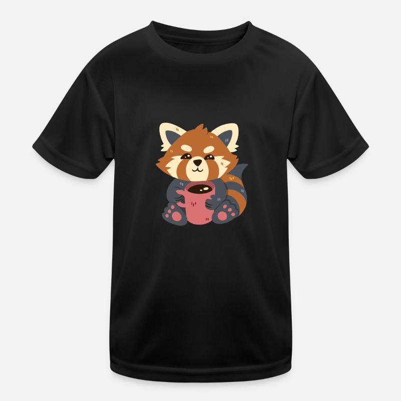 Roter Panda mit Kaffee Kinder Funktions-T-Shirt