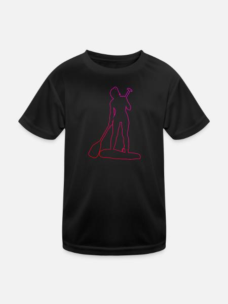 Stand up Paddling Board Standup Paddling Standup P - Kids Functional T-Shirt - black - Front