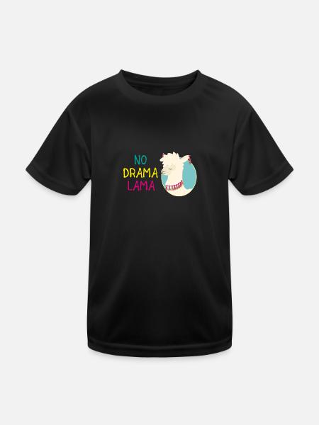 No Drama Lama - Kinder Funktions-T-Shirt - Schwarz - Vorne