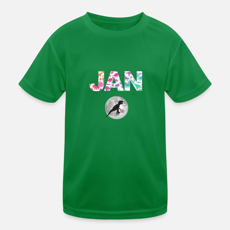 JAN - Beautiful boy name with dinosaur Kids Functional T-Shirt