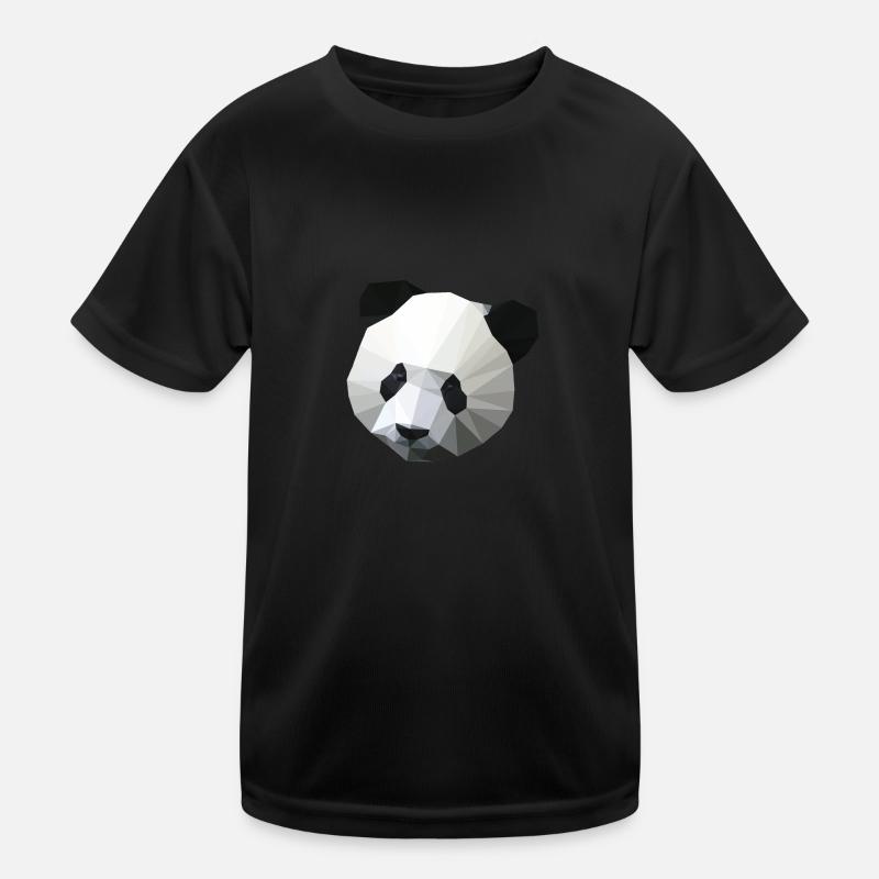 Polygon Panda - Kinder Funktions-T-Shirt - Schwarz
