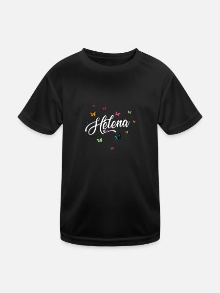 HELENA - Girl Name with Colorful Butterflies - Kids Functional T-Shirt - black - Front