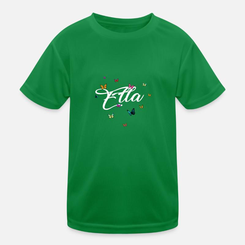 ELLA - Mädchen Name mit bunten Schmetterlingen Kinder Funktions-T-Shirt