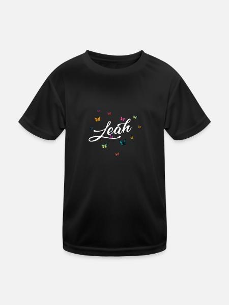 LEAH - Nom de fille avec des papillons colorés - T-shirt sport Enfant - noir - Devant