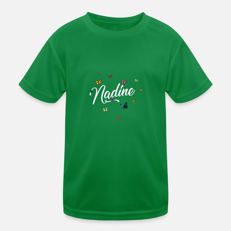 NADINE - Mädchen Name mit bunten Schmetterlingen Kinder Funktions-T-Shirt