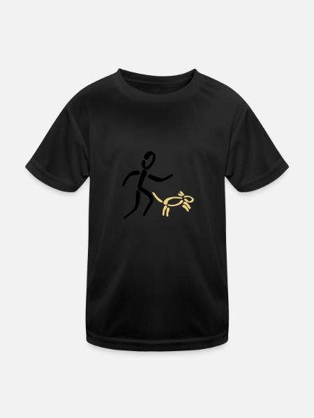 Agility Hundesport Gassi Hund - Kinder Funktions-T-Shirt - Schwarz - Vorne