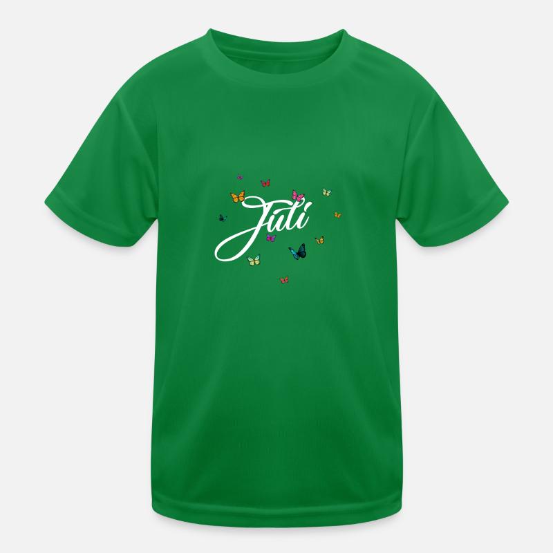 JULI - Mädchen Name mit bunten Schmetterlingen Kinder Funktions-T-Shirt