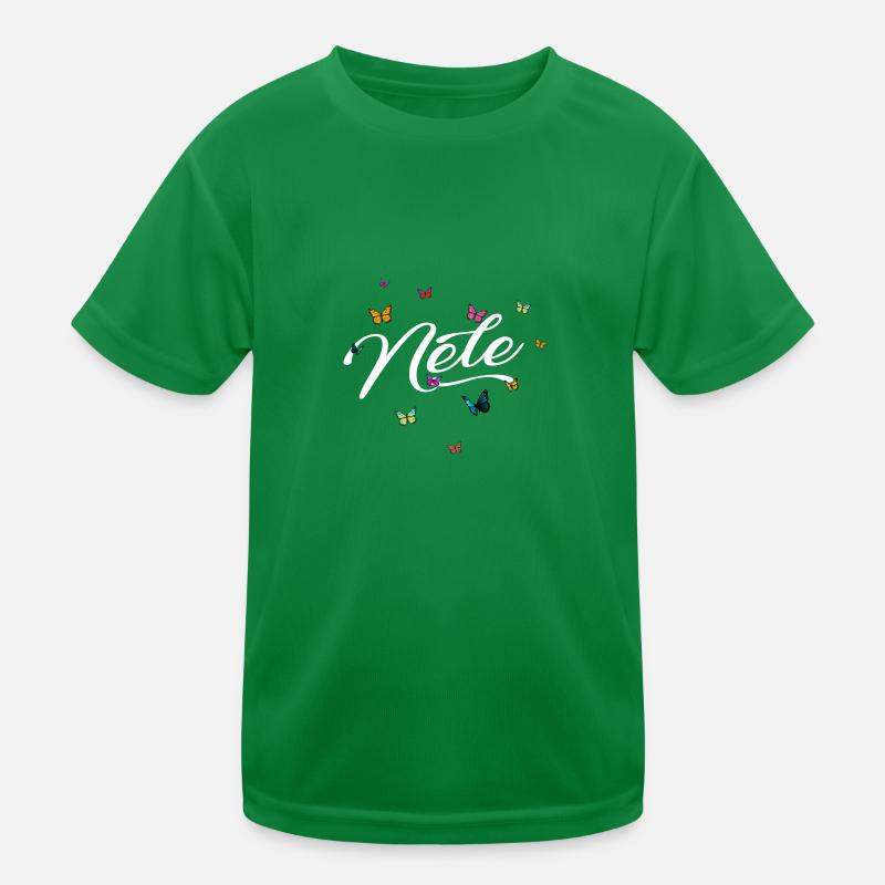 NELE - Mädchen Name mit bunten Schmetterlingen Kinder Funktions-T-Shirt