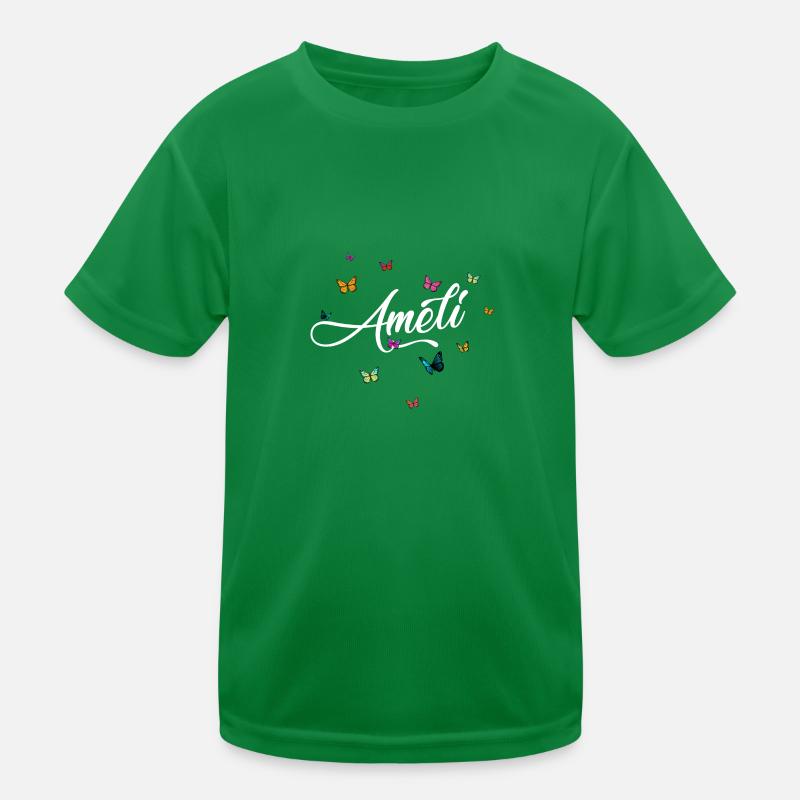 AMELI - Mädchen Name mit bunten Schmetterlingen Kinder Funktions-T-Shirt