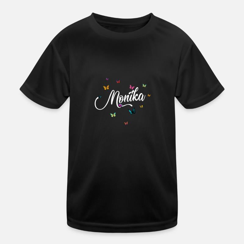 MONIKA - Mädchen Name mit bunten Schmetterlingen Kinder Funktions-T-Shirt