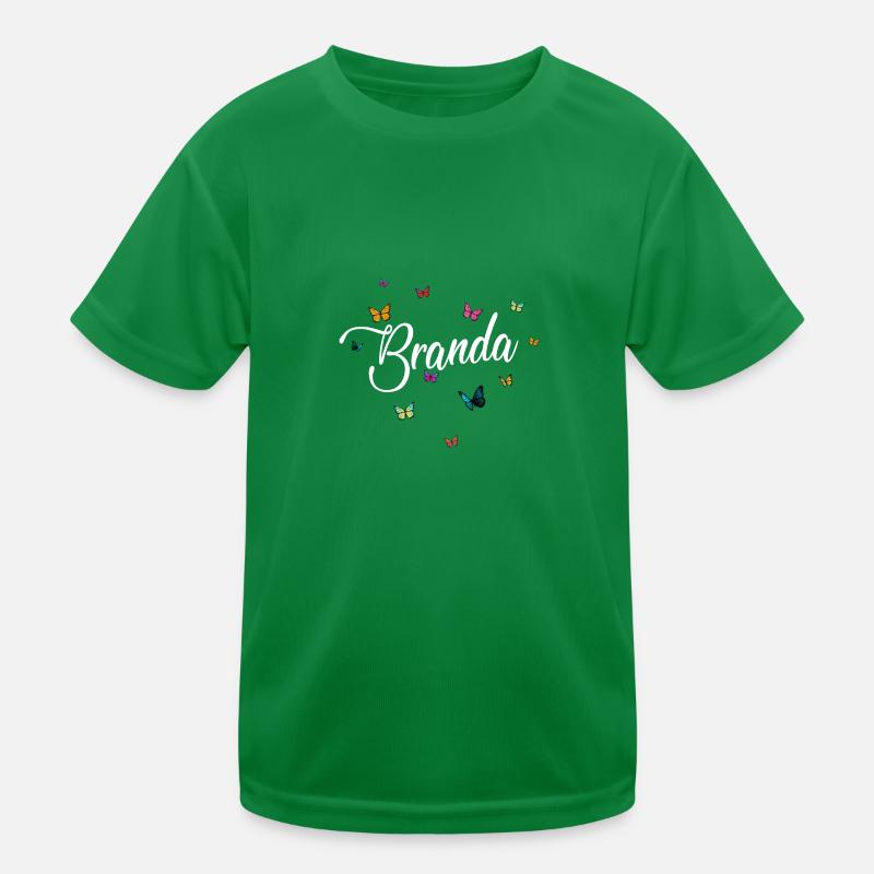 BRANDA - Mädchen Name mit bunten Schmetterlingen Kinder Funktions-T-Shirt