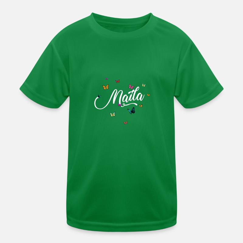 MAILA - Mädchen Name mit bunten Schmetterlingen Kinder Funktions-T-Shirt