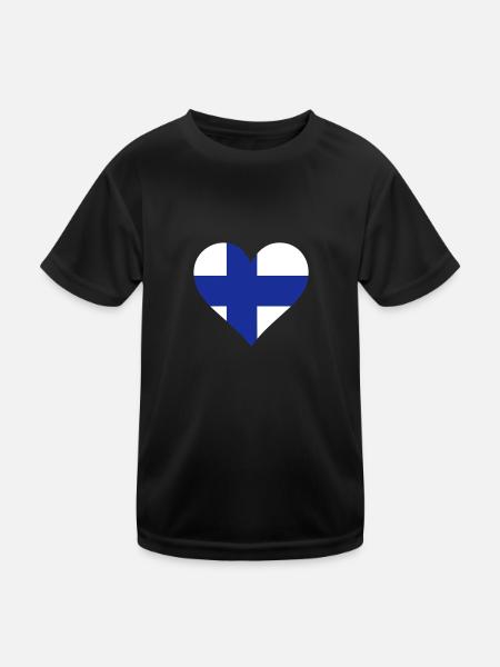 A heart for Finland - Kids Functional T-Shirt - black - Front