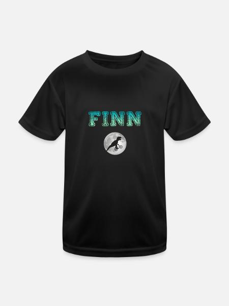 FINN - Beau prénom de garçon avec dinosaure - T-shirt sport Enfant - noir - Devant