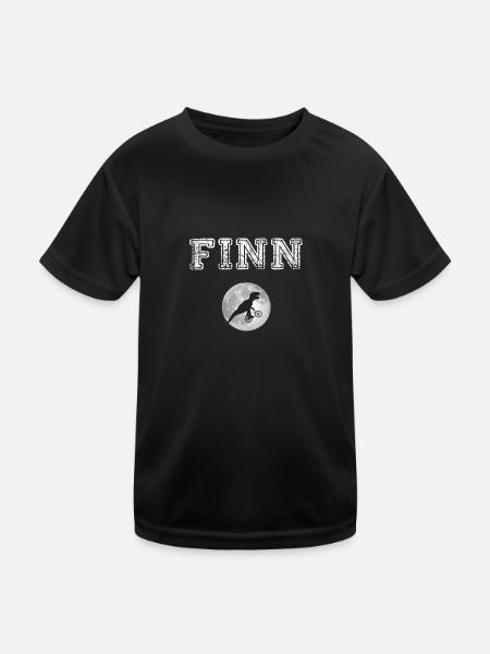 FINN - Beau prénom de garçon avec dinosaure - T-shirt sport Enfant - noir - Devant