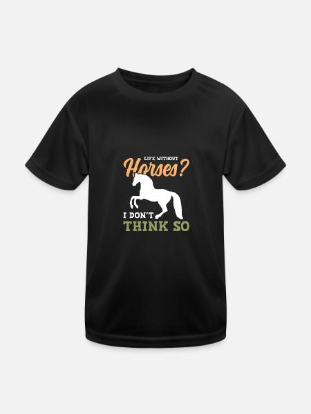 horse horses - Kids Functional T-Shirt - black - Front