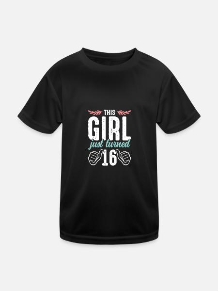 girls 16 birthday - Kids Functional T-Shirt - black - Front