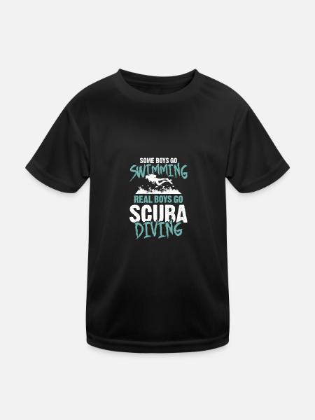 Boys scuba diving - Kids Functional T-Shirt - black - Front