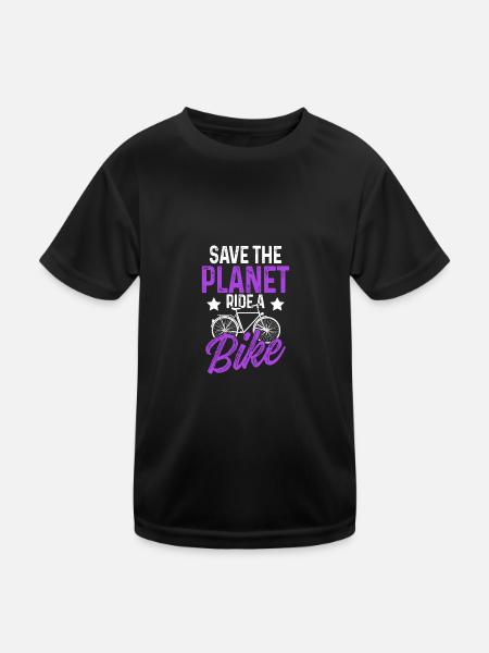 save the planet fahrrad - Kinder Funktions-T-Shirt - Schwarz - Vorne