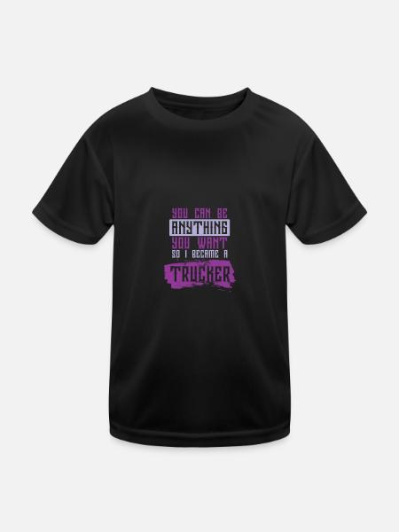 truck trucker spruch - Kinder Funktions-T-Shirt - Schwarz - Vorne