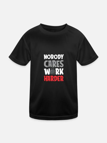 Fitness Hard Work - Kids Functional T-Shirt - black - Front