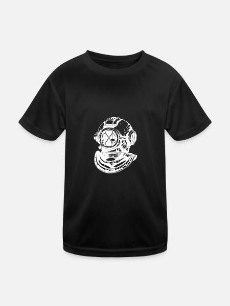 Taucherhelm Apnoe Vintage Tauchen - Kinder Funktions-T-Shirt - Schwarz - Vorne