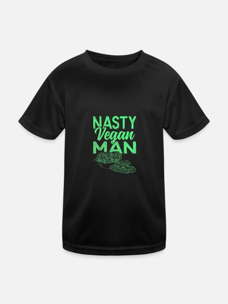 vegan mann - Kinder Funktions-T-Shirt - Schwarz