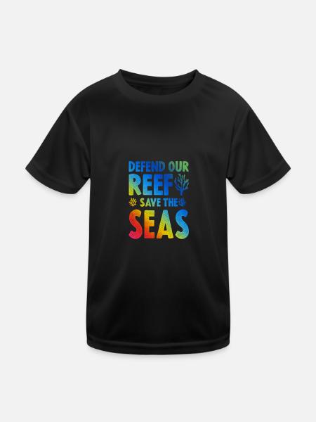 save the sea - Kids Functional T-Shirt - black - Front