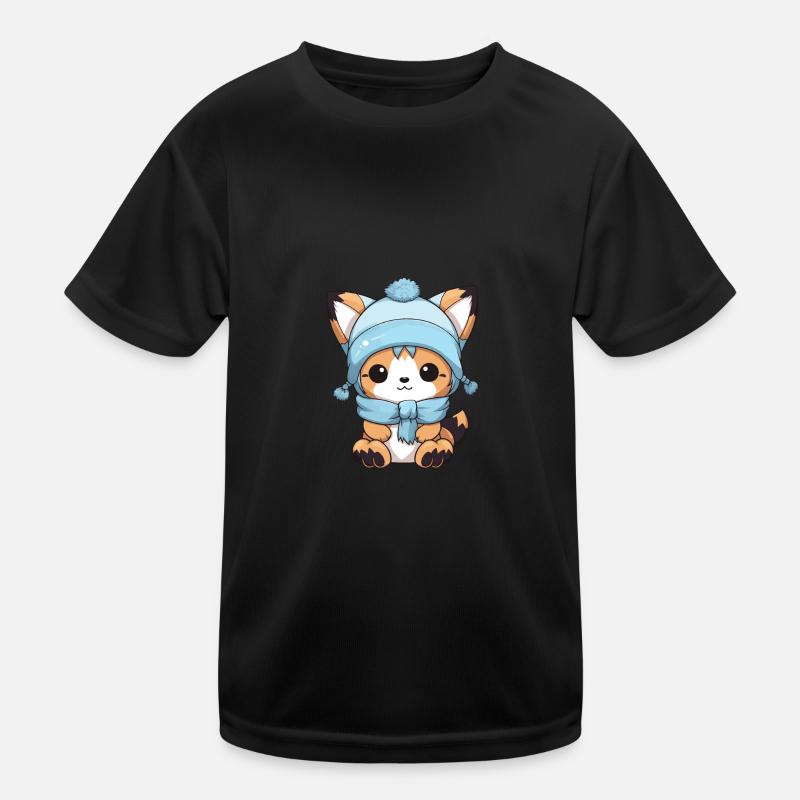 Fuchs Winter Comic Kinder Funktions-T-Shirt