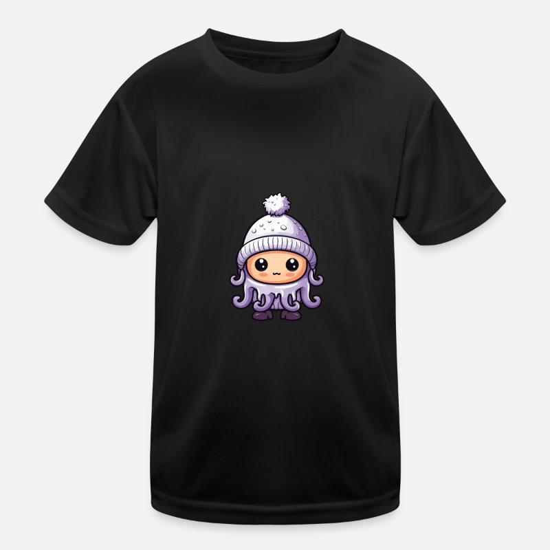 Oktopus Winter Tier Niedlich Comic Kinder Funktions-T-Shirt