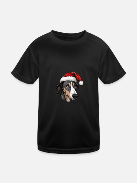 Greyhound Dog Head Christmas Xmas - Kids Functional T-Shirt - black