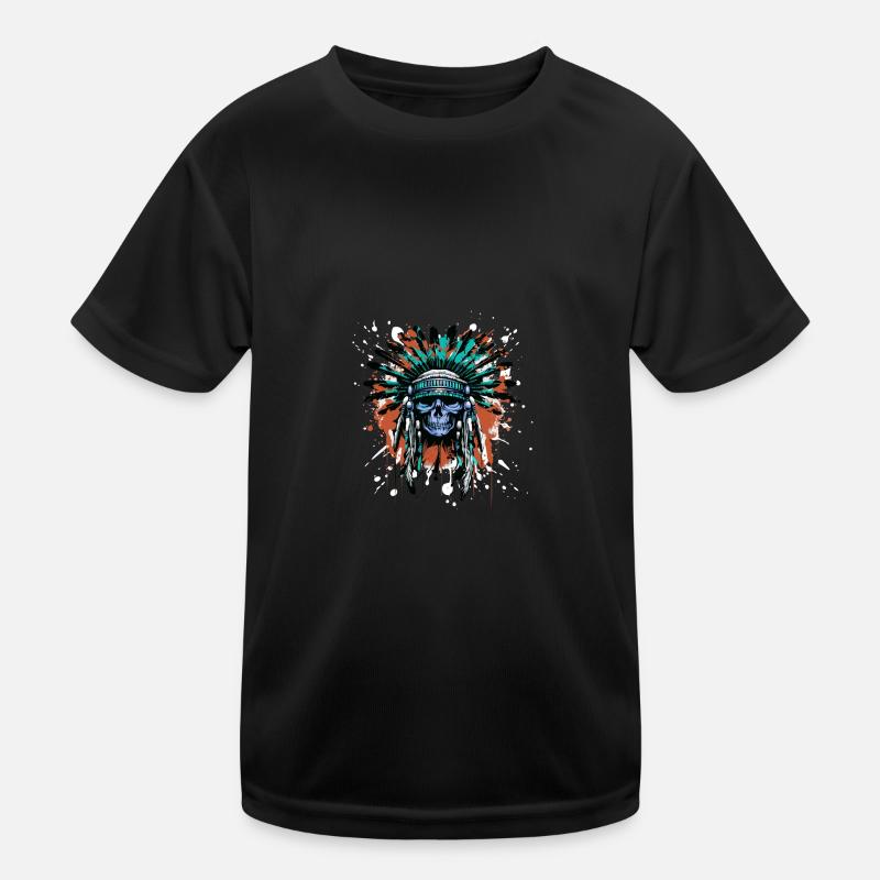 Apache Totenkopf Indianer Bunt Kinder Funktions-T-Shirt