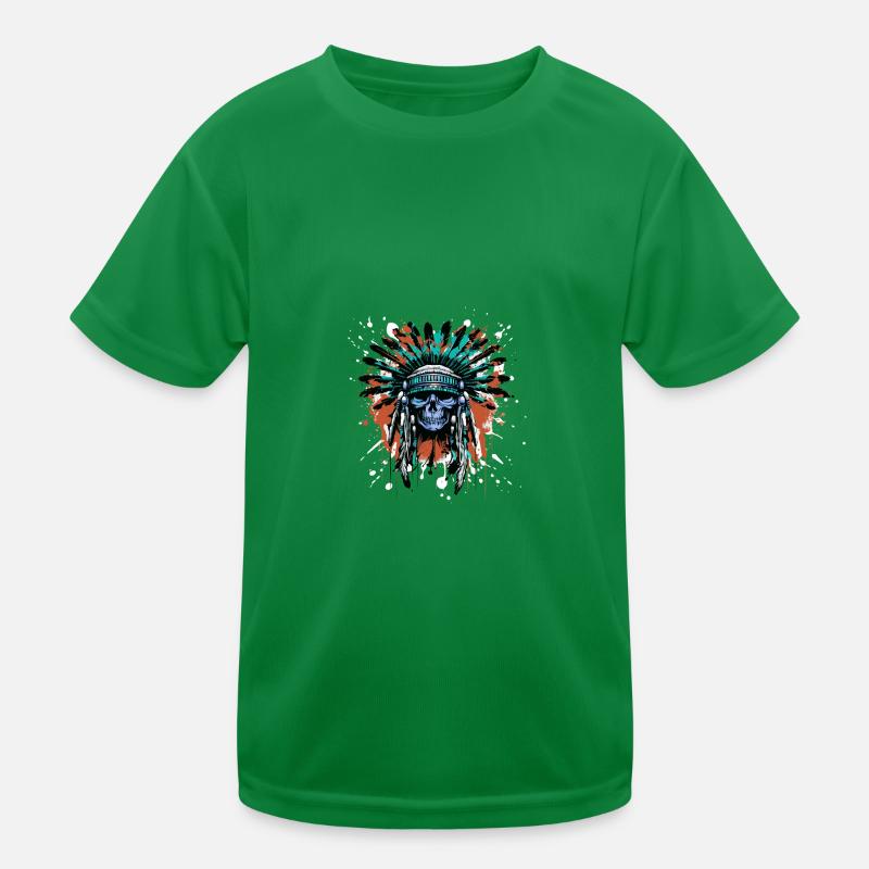 Apache Skull Indian Colorful Kids Functional T-Shirt
