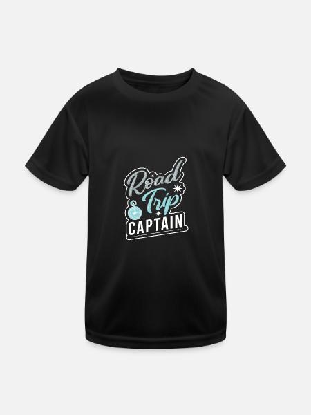 Road Trip - Kinder Funktions-T-Shirt - Schwarz - Vorne