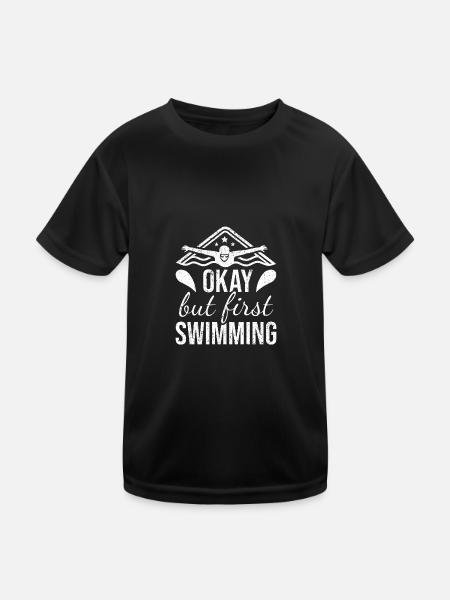 Schwimmen Schwimmer - Kinder Funktions-T-Shirt - Schwarz - Vorne